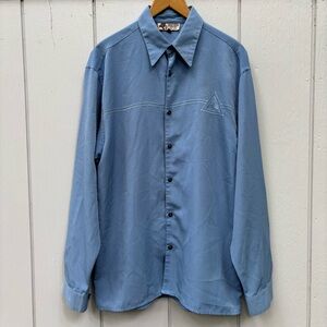 DANESI JEANS—VTG Light Blue Shirt—Men’s L—16 x 36“100% Micro Fiber"—MADE IN USA